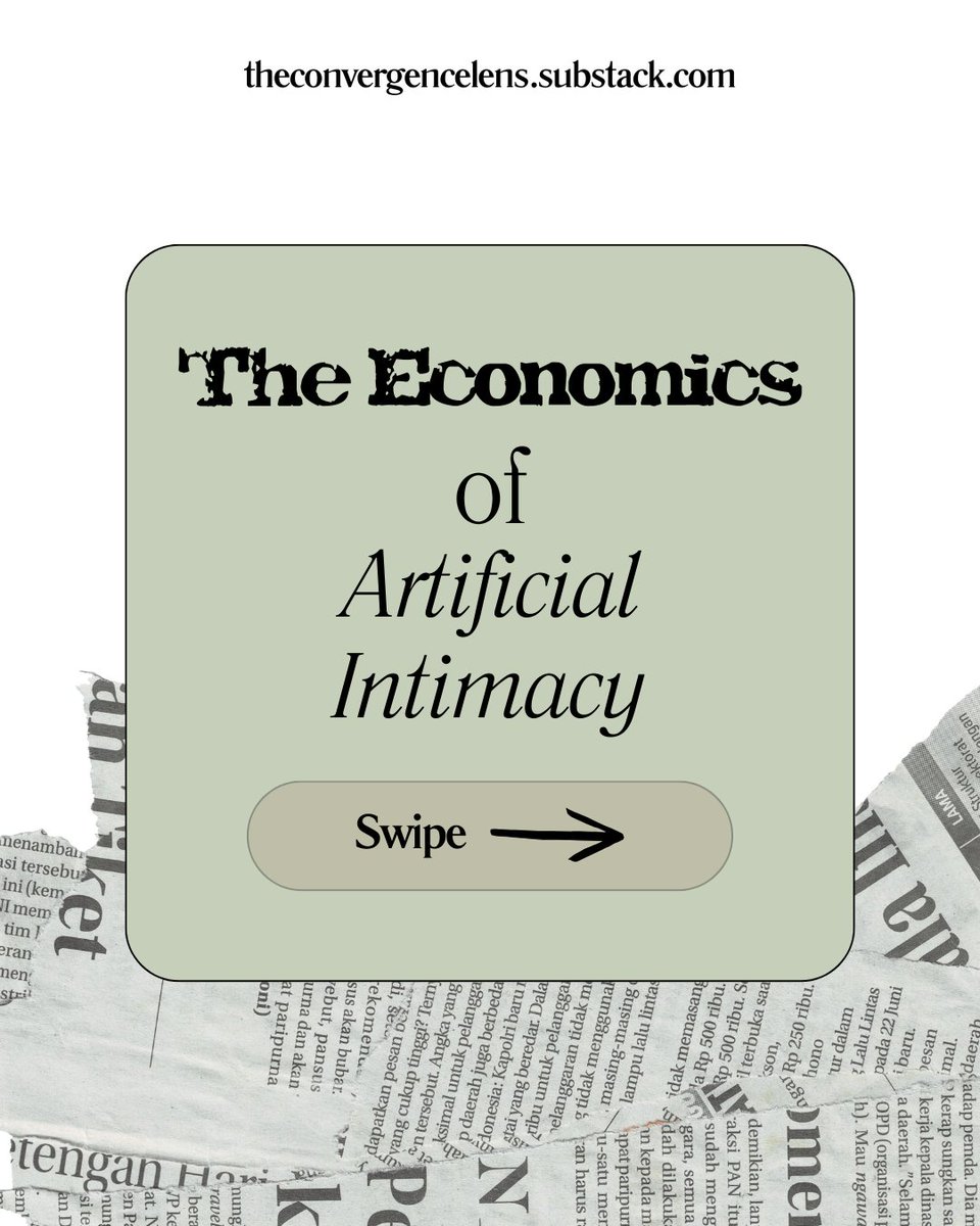 convergencelens's tweet image. Thread: How platforms turned your need for connection into a trillion-dollar industry. 

The artificial intimacy economy is more calculated than you think, and the numbers are staggering. 

Full investigation linked below 🧵 
#ParasocialEconomy #DigitalIntimacy #TechCriticism