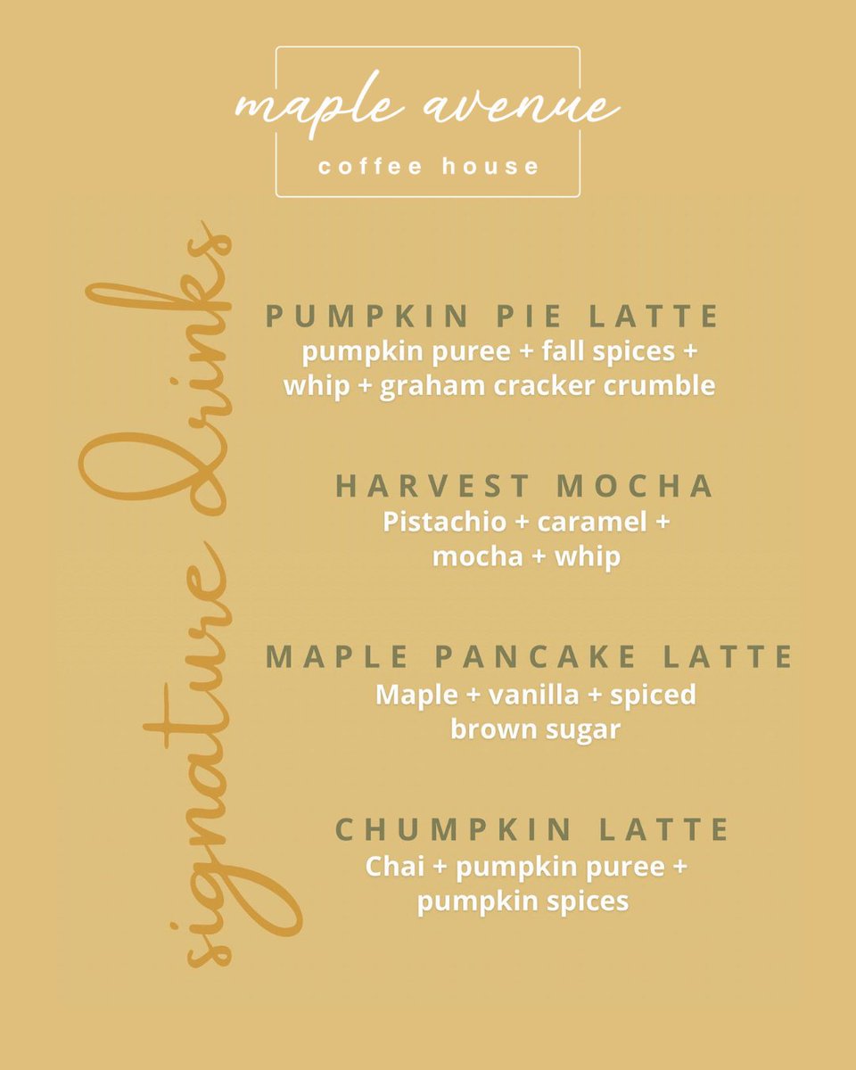 TvilleGateway's tweet image. ☕ Need a midweek pick me up? Stop by Maple Avenue Coffee House and sip on one of our NEW fall signature drinks. 🍁

#MapleAvenueCoffee #FallFlavors #MidweekPickMeUp #TheGateway