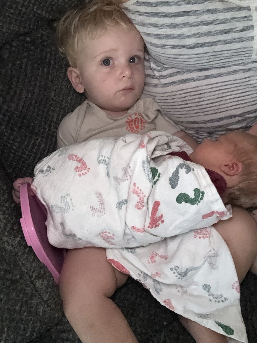 He’s a little confused but trying his best. Being the best big brother ❤️