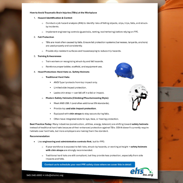 September 19th is #ConcussionAwarenessDay

Concussions can happen anywhere—on the job, at home, or during recreation. They’re not always visible, but the effects can be serious and long-lasting.

Download our fact sheet: ehsinc.org/wp-content/upl…

#ehsInc