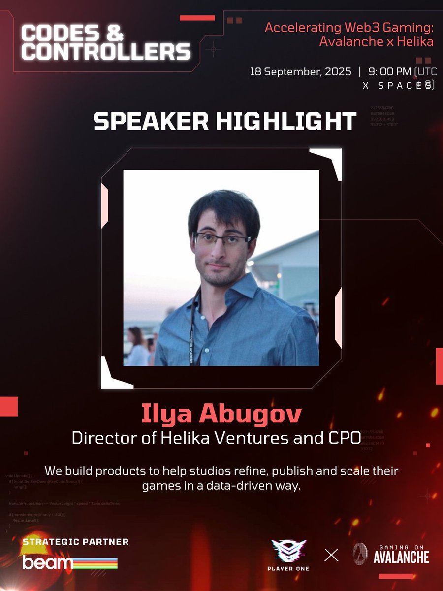 Speaker Spotlight: Ilya Abugov - Director, Helika Ventures &amp; CPO

<a href="/HelikaGaming/">HELIKA</a> <a href="/AbugovIlya/">Ilya Abugov - Helika</a> 
Ilya brings deep expertise in gaming and Web3. At Helika, he leads accelerator programs and product development, guiding early-stage studios from concept to launch. He has managed