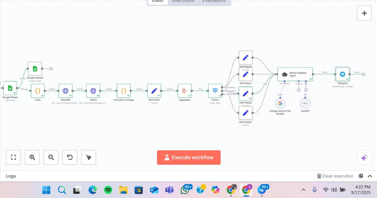 DtechAutomation's tweet image. When i saw this post 2days ago
I knew i was definitely going to need it, just didn't know when
Today it just saved me from setting up multi-agents in this workflow
Thanks for sharing this @I_amDamola