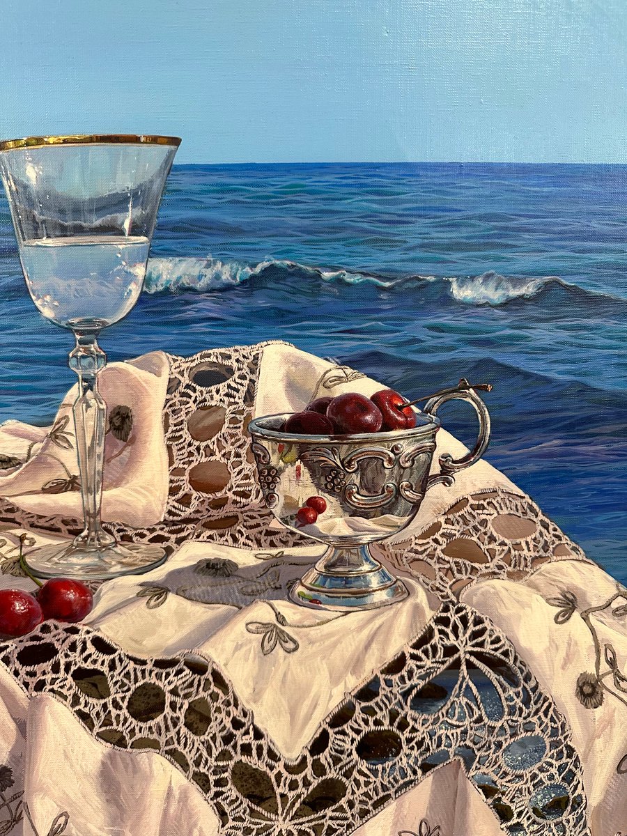 sw_gallery's tweet photo. Summer never ends with this new Marc Esteve painting!  “Coastal Picnic” measuring 20x40 is available now! #newarrival https://t.co/qhCC56d4PK