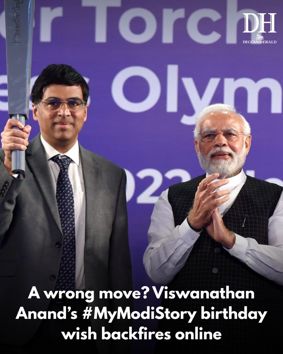 DeccanHerald's tweet image. In an amusing turn of events, chess legend and former World Champion #ViswanathanAnand faced online ridicule after he appeared to directly copy paste a script message wishing PM #NarendraModi and posted it on X along with the hashtag #MYMODISTORY .

#IndiaNews #Trending…
