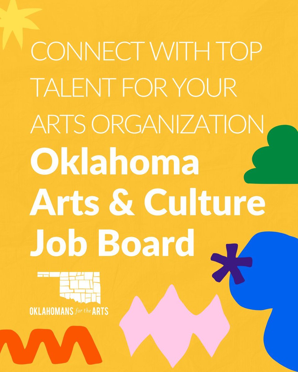 Post your job where the arts professionals are looking. Our job board is a resource for connecting with passionate, qualified candidates who are dedicated to the arts in Oklahoma.

➡️ Post a Job: ok4arts.org/job-board

#OKforArts #Hiring #ArtsNonprofits #ArtsJobs #OklahomaJobs