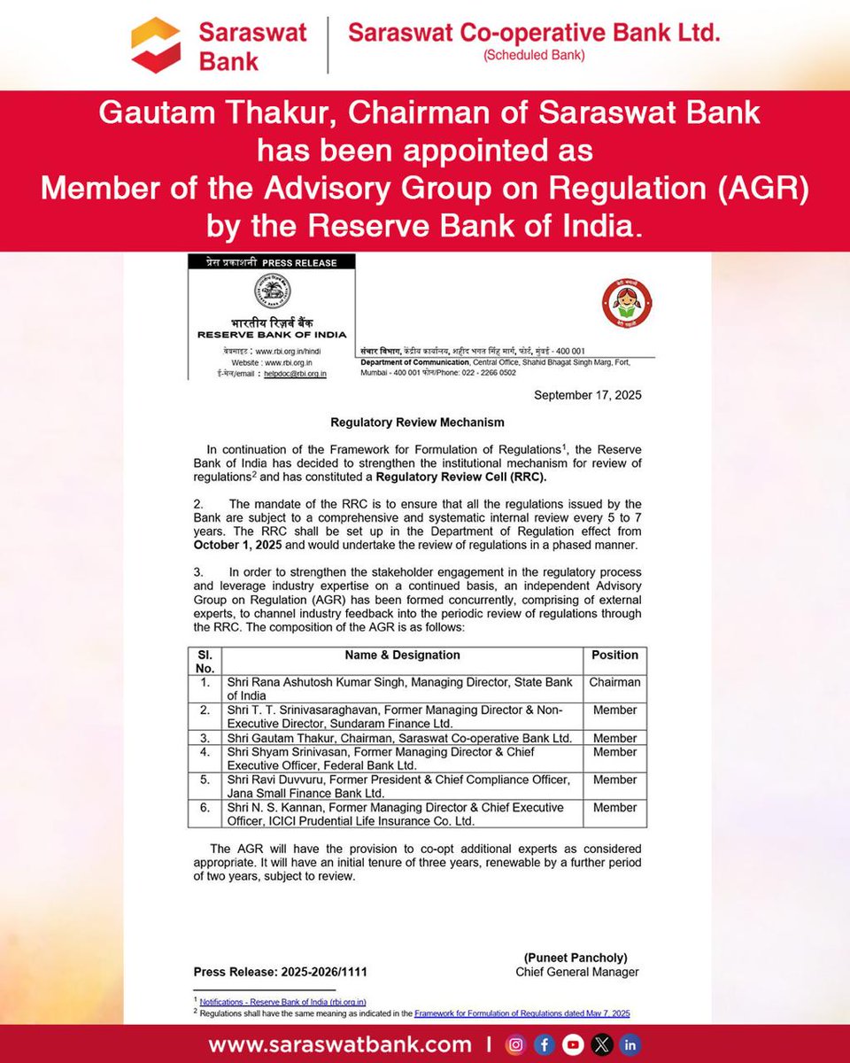 Proud Moment for Saraswat Bank!