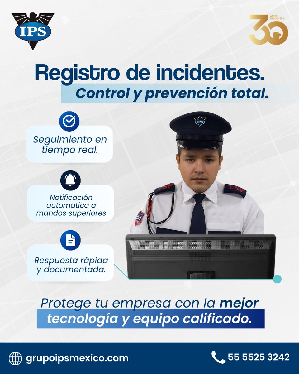 En Grupo IPS, cada incidente es atendido con seriedad, profesionalismo y con el uso de las soluciones tecnológicas más innovadoras.
Gracias a nuestro sistema de Registro de Incidentes, todos los eventos relevantes quedan documentados de forma inmediata y digital. Esto permite no