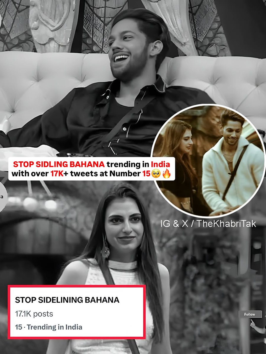 farrhanafans's tweet photo. Latest : STOP SIDELINING BAHANA trending in India with over 18K tweets for #BaseerAli and #FarrhanaBhatt 📣🎯

Like, Repost, Quote and Comment | If you love and support #BahaNa 💕

Join -  @farrhanafans for #BiggBoss and more https://t.co/FBdjePtMxL