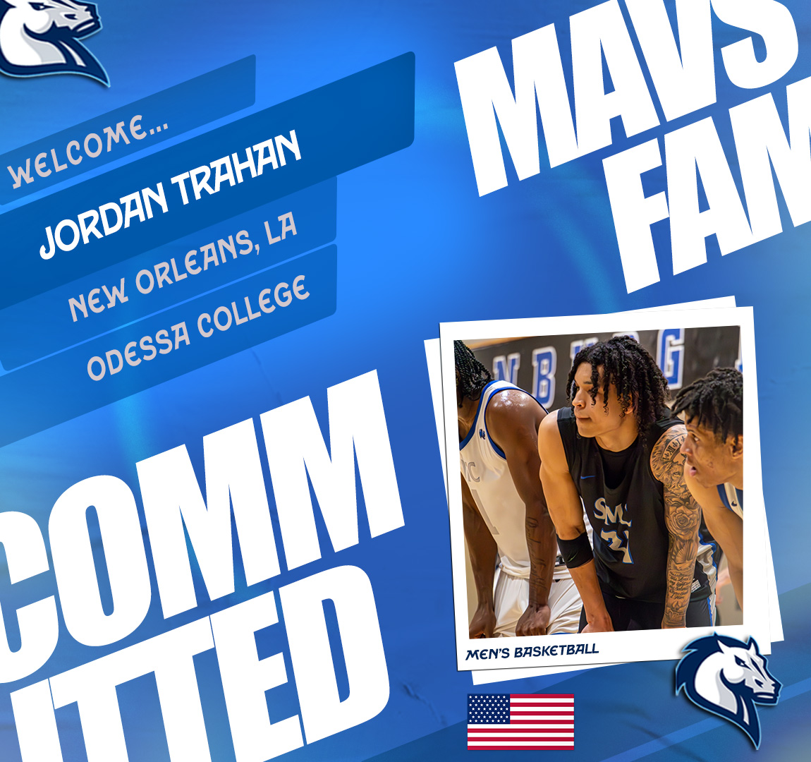 Today we welcome Jordan Trahan who joins men's basketball from New Orleans and Odessa College!