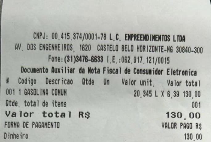 🚨URGENTE: Usando DINHEIRO PÚBLICO, o Deputado Federal Nikolas Ferreira (PL-MG) gastou quase meio salário mínimo para abastecer o carro duas vezes, em Brasília (DF) e Belo Horizonte (MG), com um intervalo de 17 minutos, no dia 04 de Novembro de 2024. Para tanto, Nikolas Ferreira