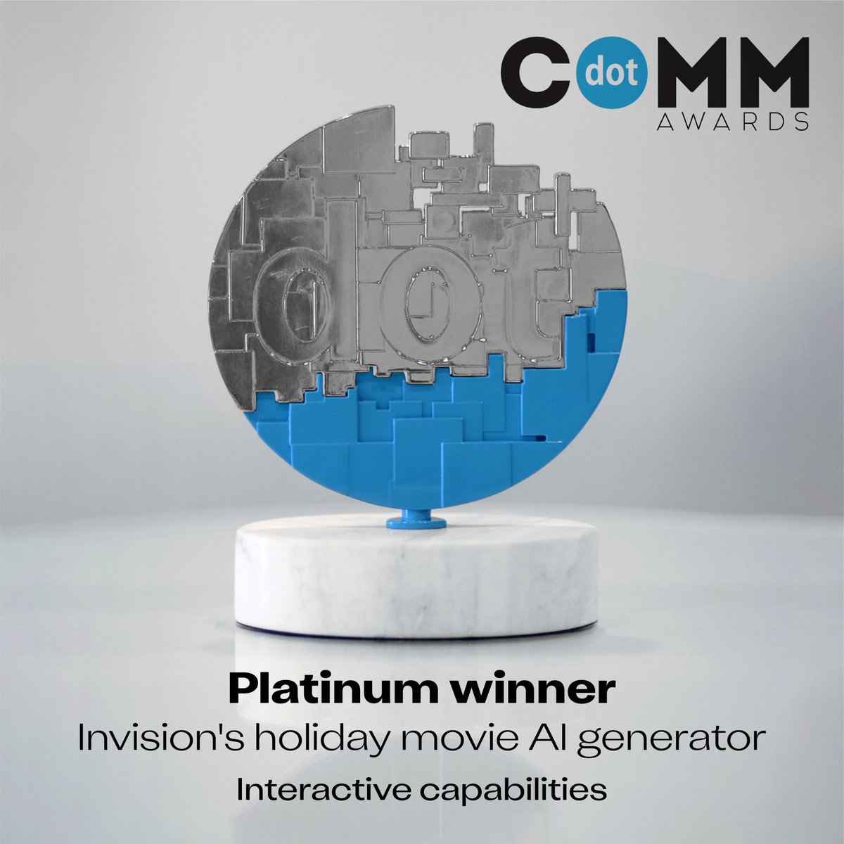 Invision_comm's tweet image. Big news: Invision just won 3 Platinum #dotCOMM Awards! 🏆

• Rebrand Video
• Brand Experience Summit Sizzle
• Holiday Movie AI Generator

A huge win for bold ideas, brilliant execution, and teamwork.

👉 iv.com/blog/invision-…

#TeamIVC #OwnEveryMoment #Awards