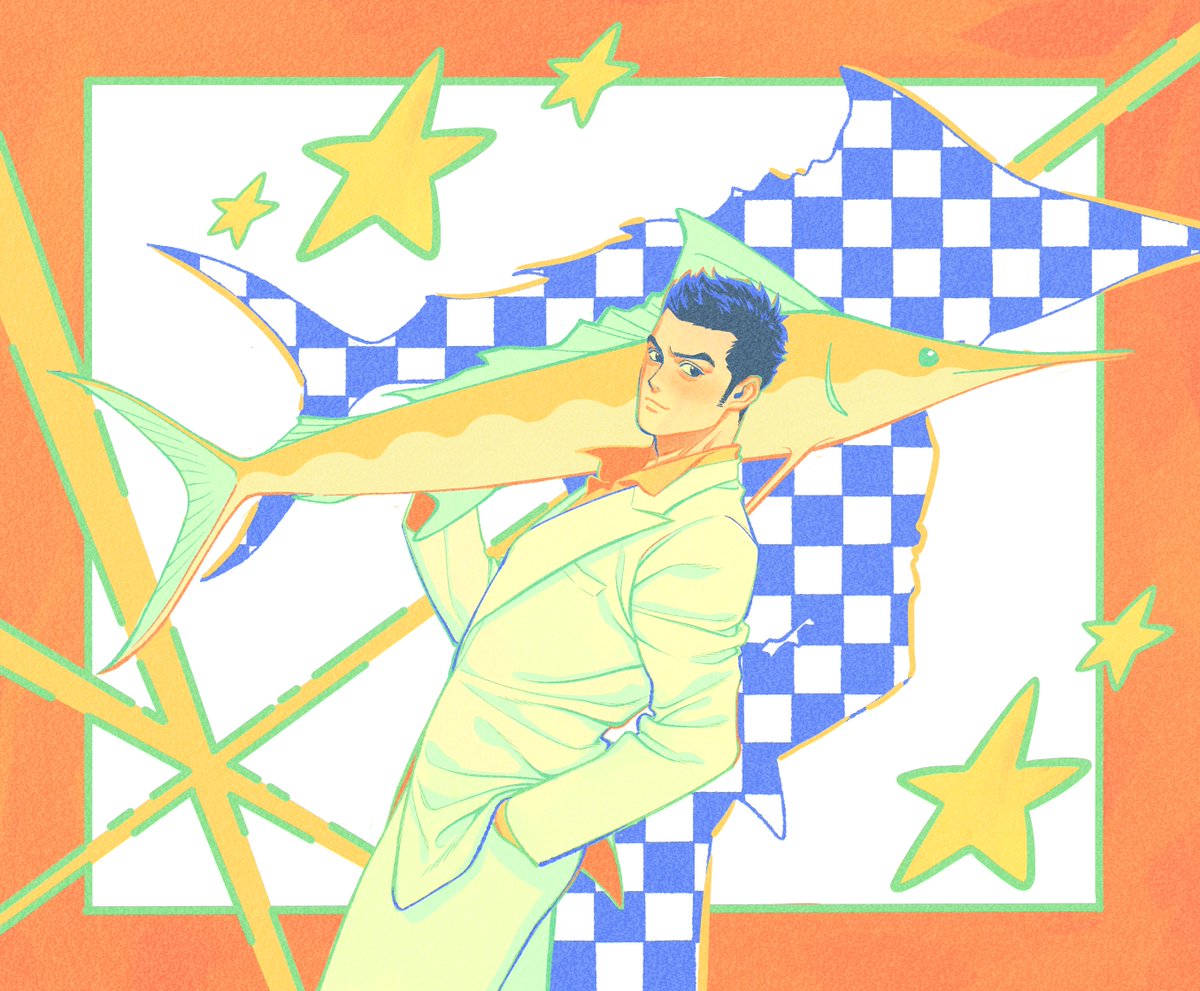terracottahart's tweet photo. Drawing this bc the giant fish cannon is my favourite weapon in Yakuza 🥰 https://t.co/XKyxexuV1b