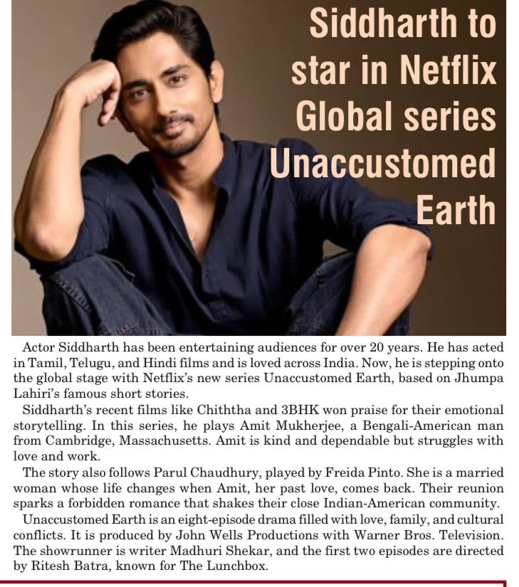VenkeyReacts's tweet image. Indian star actor #Siddharth now stepped into global level😍

 In new Netflix series #UnaccustomedEarth 

A Indian star to global stage is unbelievable ❤️