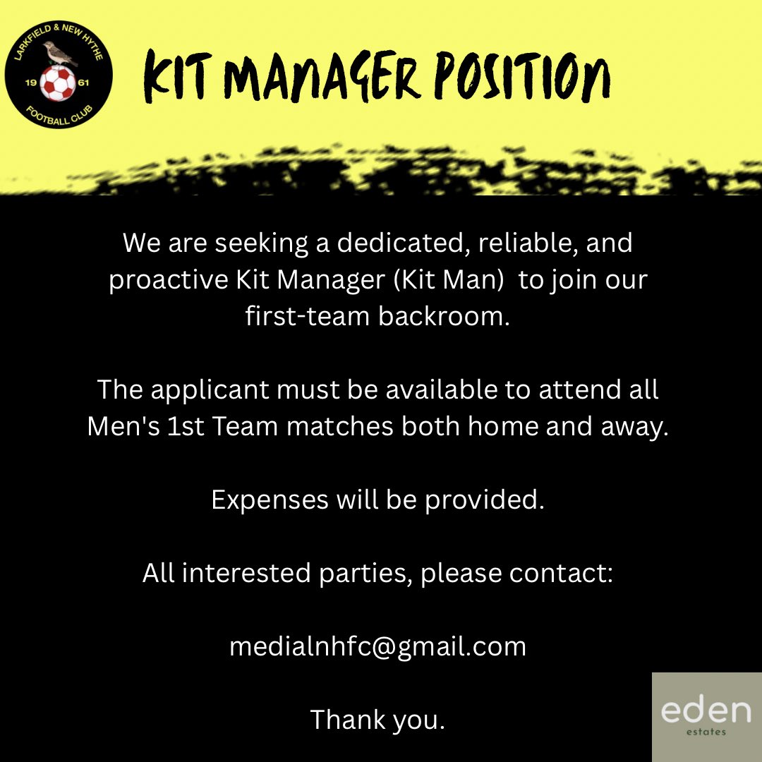 ⚽️KIT MANAGER POSITION⚽️