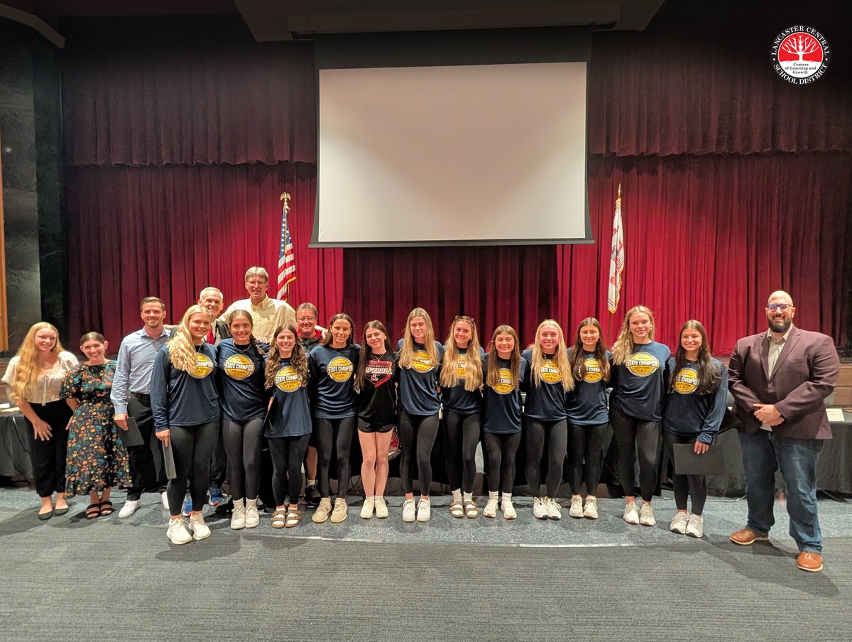 At Monday’s Board of Education meeting, the Lancaster girls softball team was recognized for their outstanding achievement in capturing the Class AAA State Championship this past June, while also maintaining an impressive cumulative team GPA of 96.14 throughout the year.