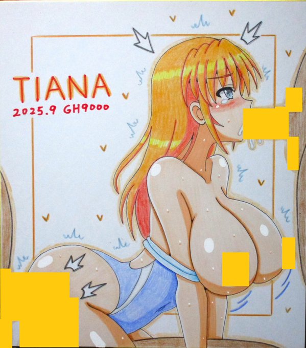 (R18)9月の色紙・競泳水着えっちティアナ、完成しました～😆😊
大変えっちなので全体像はブルスカやpixivで! 