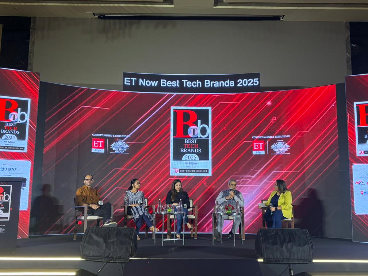 ET_Edge's tweet image. Behind every successful brand is a story of persistence, passion &amp;amp; purpose.

Catch it all in our panel discussion: “Brand Truths: How I Made It Work.”

#LeadWithTech #ETNOWBTB2025 #ETNowBestTechBrands2025 #BharatBlueprint #TechThatConnects