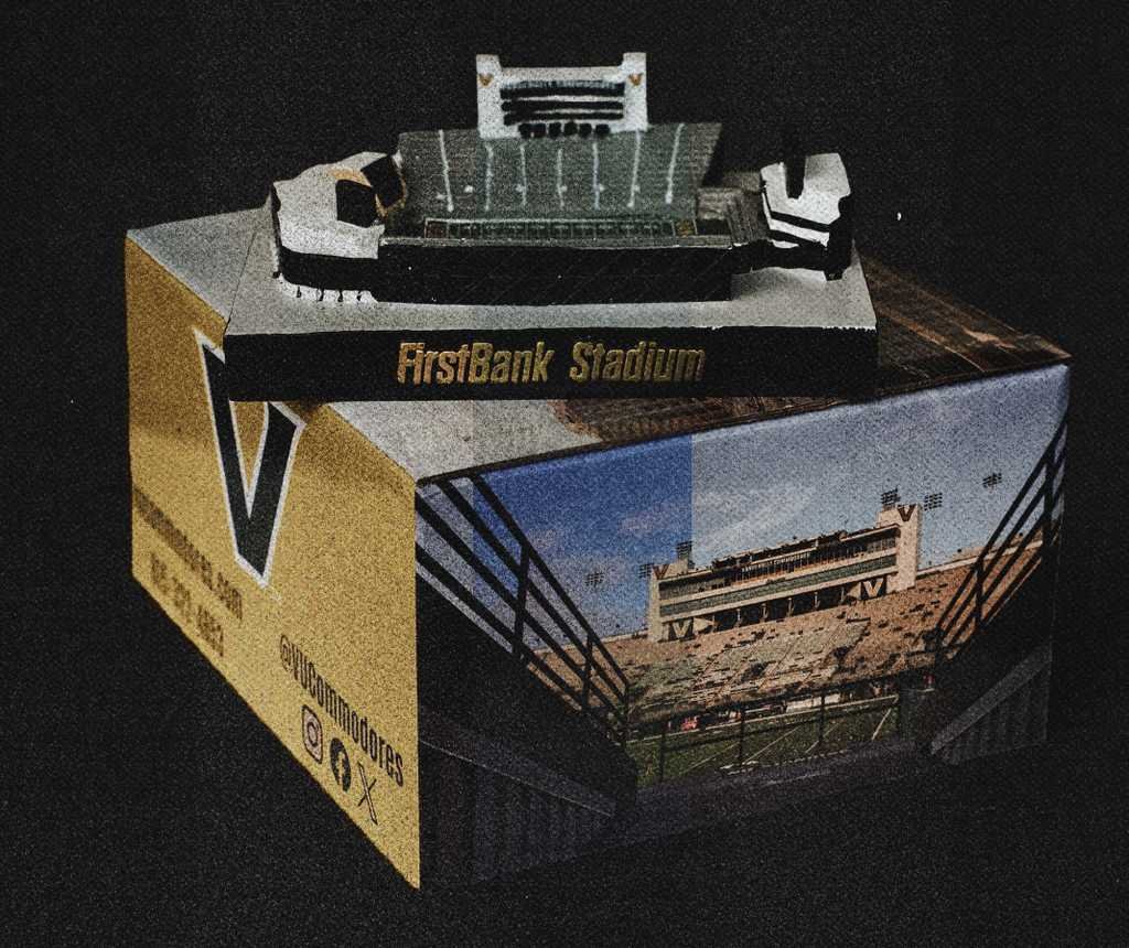 The <a href="/VandyNCC/">National Commodore Club</a>'s 3-D Anchor Logo and FirstBank Stadium Replicas auction is ending tonight! Grab your piece of <a href="/VandyFootball/">Vanderbilt Football</a> history today on the <a href="/LiveSource/">LiveSource</a> app or at bit.ly/VANDYNCC. #AnchorDown