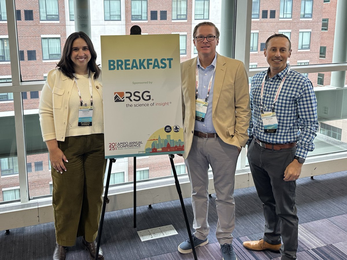 RSG (@rsg_inc) on Twitter photo Our team is having a great time at the <a href="/Assoc_MPOs/">Association of Metropolitan Planning Organizations</a> Annual Conference in Providence, Rhode Island!
If you're at the event too, let's connect, we'd love to chat about the innovative work we're doing w/ MPOs across the United States. #AMPO2025 #TransportationPlanning Our team is having a great time at the <a href="/Assoc_MPOs/">Association of Metropolitan Planning Organizations</a> Annual Conference in Providence, Rhode Island!
If you're at the event too, let's connect, we'd love to chat about the innovative work we're doing w/ MPOs across the United States. #AMPO2025 #TransportationPlanning