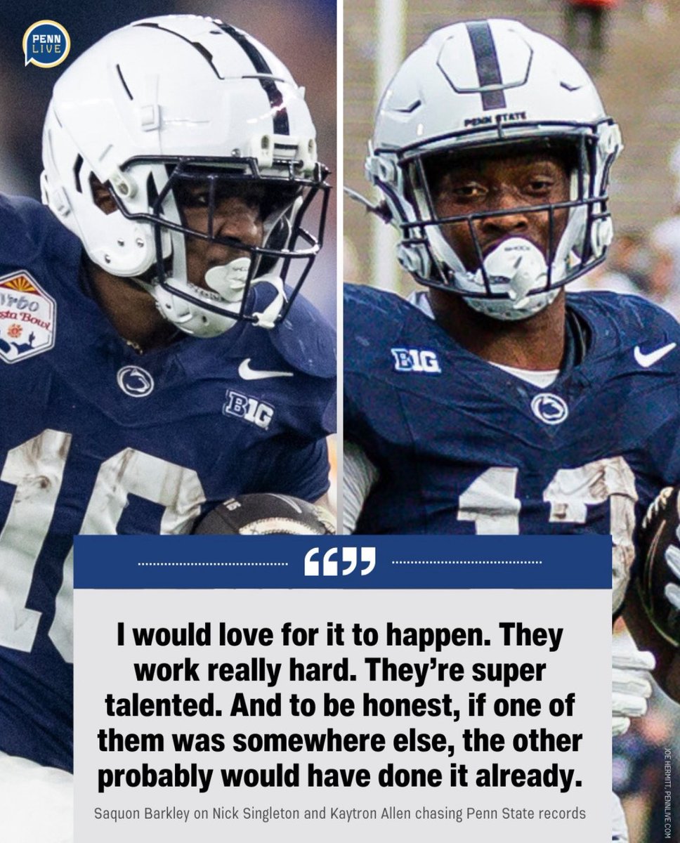 Spoke with Saquon Barkley about Nick Singleton and Kaytron Allen and their pursuit of Penn State’s rushing records.

Why Saquon would “love” for Singleton and Allen to pass him on the all-time PSU charts and make history of their own: pennlive.com/pennstatefootb…