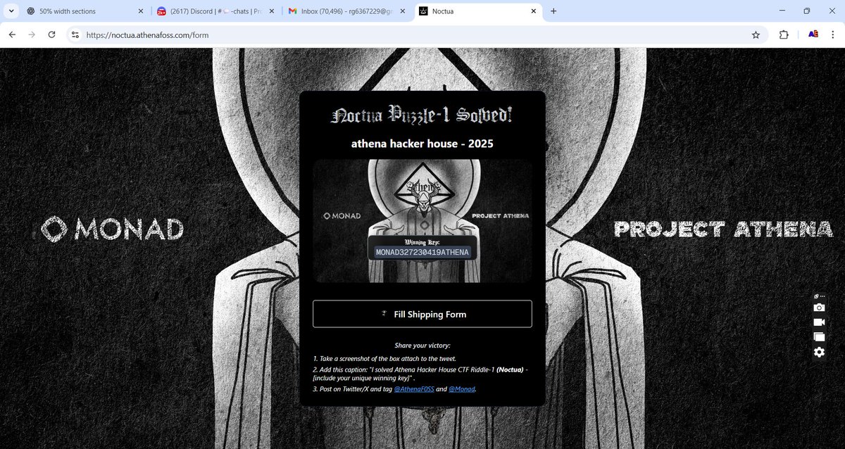 Rishabh gupta|2.47PMStudio|Starknet HH|(Ø,G) (@explorerrishabh) on Twitter photo I solved Athena Hacker House CTF Riddle-1 (Noctua) -MONAD327230419ATHENA <a href="/monad/">Monad (mainnet arc)</a> <a href="/AthenaF0SS/">Project Athena</a> <a href="/NikhilEth/">Nikhil Pn</a> <a href="/cryptoswami69/">Cryptoswami.eth \z/</a> I solved Athena Hacker House CTF Riddle-1 (Noctua) -MONAD327230419ATHENA <a href="/monad/">Monad (mainnet arc)</a> <a href="/AthenaF0SS/">Project Athena</a> <a href="/NikhilEth/">Nikhil Pn</a> <a href="/cryptoswami69/">Cryptoswami.eth \z/</a>