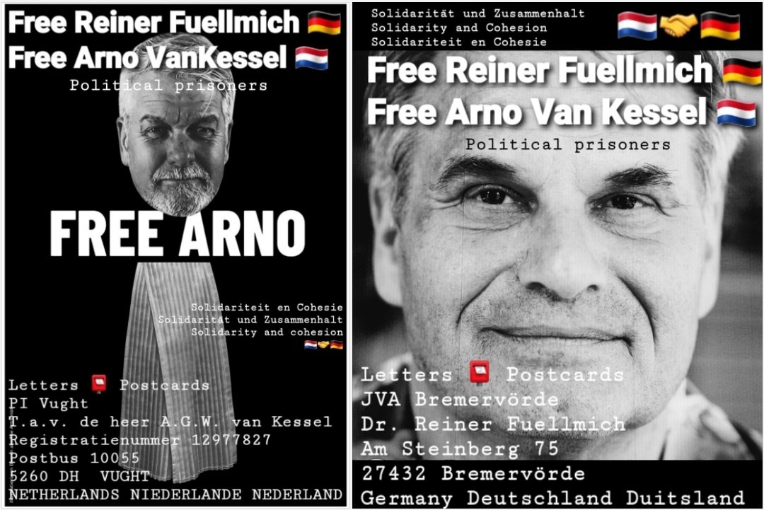 FreeFuellmich's tweet image. #FreeReinerFuellmich 🇩🇪
Political prisoner, Germany,
since October 13th, 2023 
#FreeArnoVanKessel 🇳🇱 
Political prisoner, Netherlands,
since June 11th, 2025