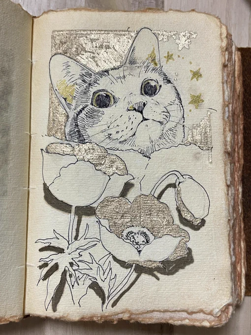 ポピー
#アナログ
#イラスト
#ペン画
#illustration
#猫 