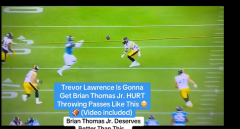 AThompsonJ71's tweet photo. @danorlovsky7 Great segment on NFL Live today regarding hospital balls @Trevorlawrencee  is throwing.  Jags vs Steelers pre-season game, Thomas Jr gets blown up by Juan Thornhill for it.  Don't blame BTJ for protecting himself now. https://t.co/Exdj3A1avM