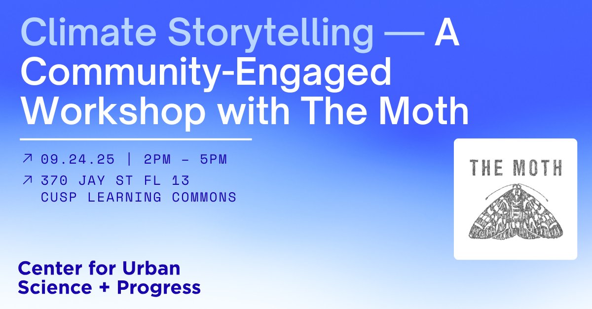 NYU_CUSP's tweet image. Practice the art of storytelling on 9/24 at “Climate Storytelling: A Community-Engaged Workshop” with @TheMoth, organized by Manny Patole @nyutandon, Catherine Cramer @GC_CUNY, Manisha Desai @stonybrooku, &amp;amp;  Nicole Kennard @GeorgiaTech. RSVP: airtable.com/app0fOcRY1iQM7…