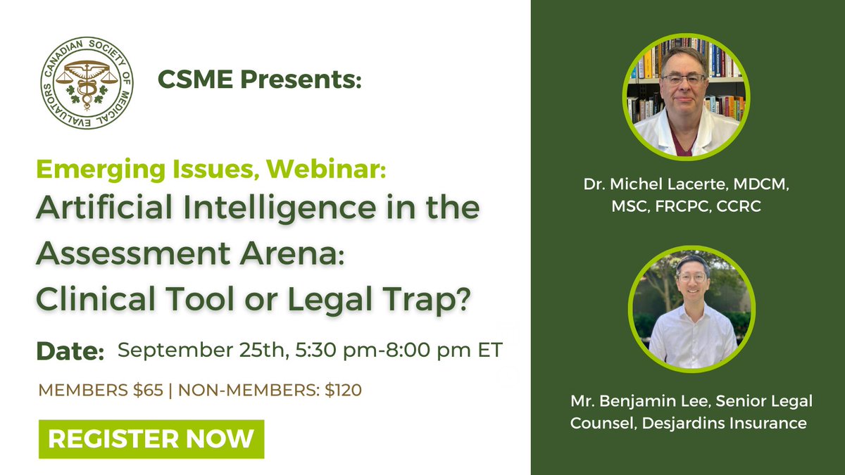Is AI enhancing the accuracy and efficiency of assessments, or introducing complexities that could create legal pitfalls?

Join us on September 25th from 5:30–8:00 PM ET for an insightful discussion on AI in the medico-legal field. 

Register Today: csme.org/events/EventDe…