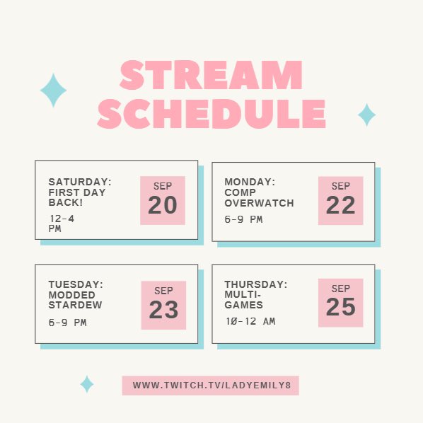 LadyEmily8_'s tweet photo. guess who is….. BAAACCCCKK :)

FIRST STREAM BACK THIS SATURDAY!!💓✨🥰 https://t.co/4rPEV5C682