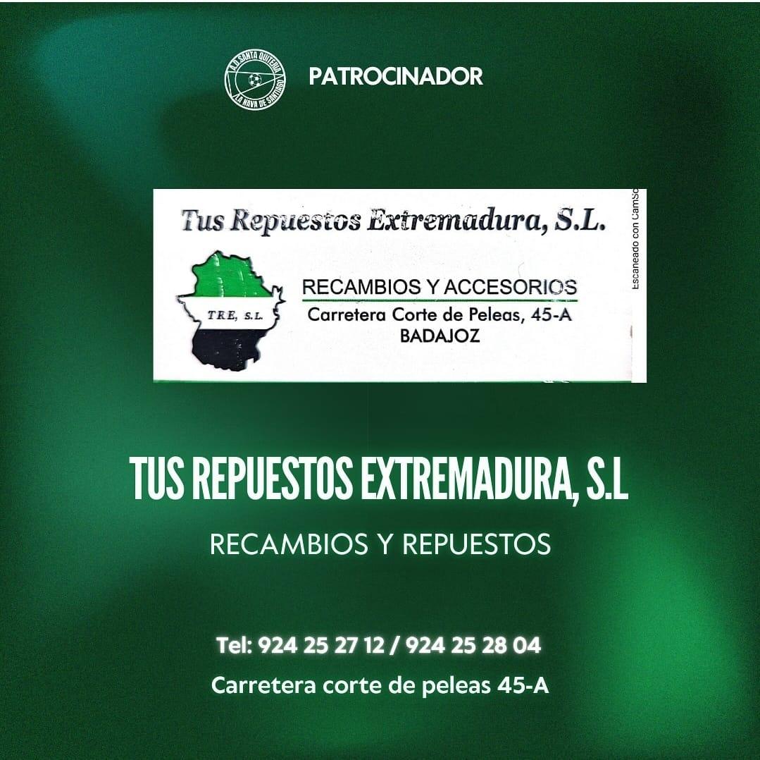 Nos enorgullece anunciar a Repuestos Extremadura como patrocinador oficial de nuestro equipo. ¡Gracias por apoyarnos dentro y fuera del campo!💚
