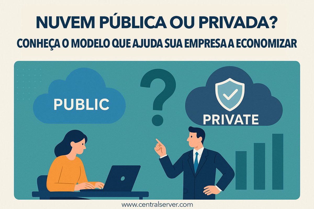 centralserver's tweet image. 👩‍💻 Nuvem pública ou privada: qual é ideal para seu negócio? 👨‍💻

- Nuvem pública = flexibilidade e custos variáveis.

- Nuvem privada Central Server = controle, custos previsíveis, backup, firewall nativo e suporte 24x7!

🔗 Fale com um consultor: centralserver.com/contato/
