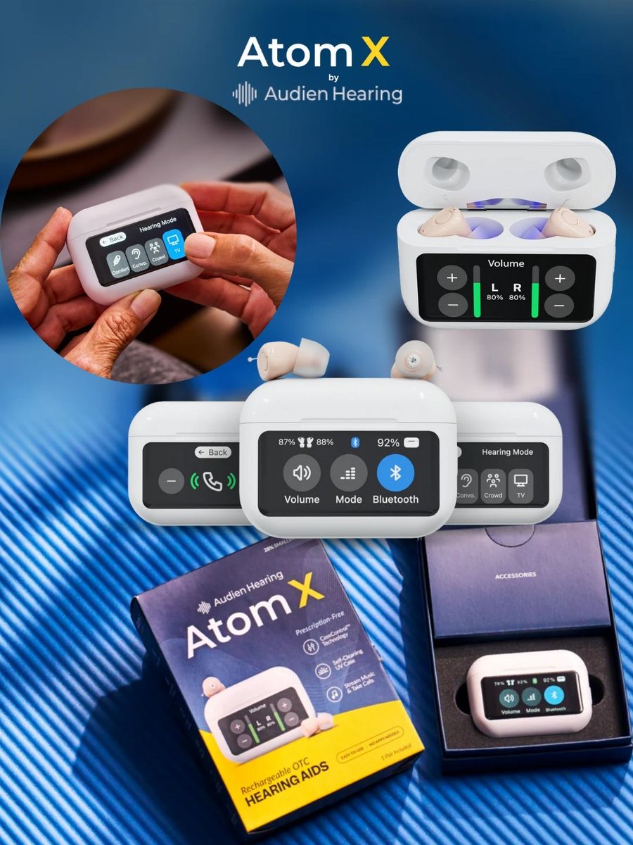 Ishan Patel, <a href="/AudienHearing/">Audien Hearing</a>,  unveils Atom X 🔊✨ — the 1st hearing aid w/ touchscreen case. A leap in simplicity, access &amp; connection! 
audienhearing.com/pages/atom-x #AtomX #AudienHearing #HearingForEveryone #Innovation #TechForGood