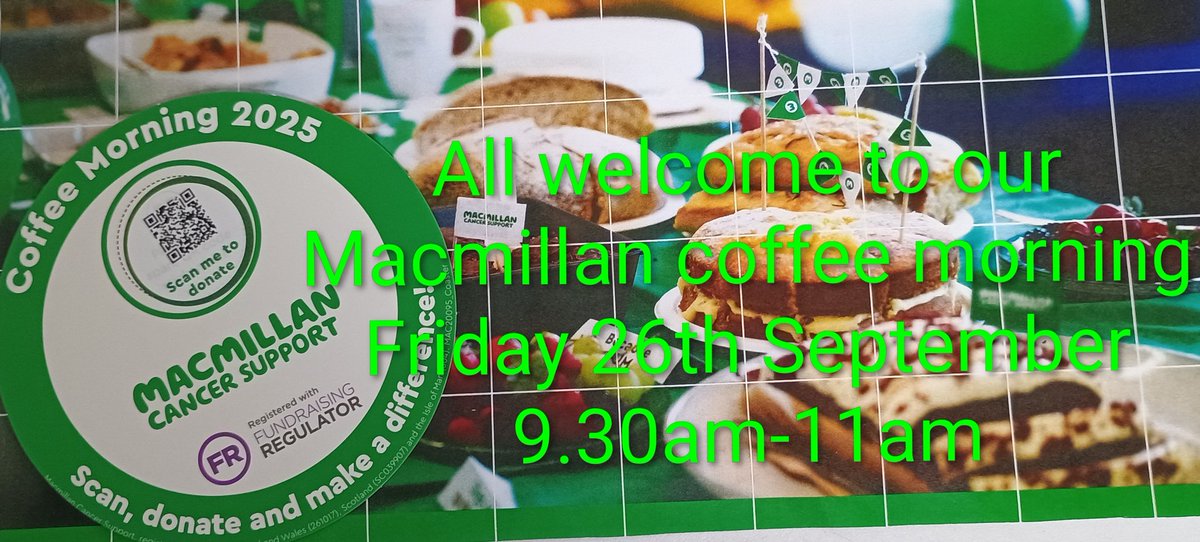 Come along and support this worthy cause. The coffee morning will be held in the school hall. #macmillancoffeemorning
