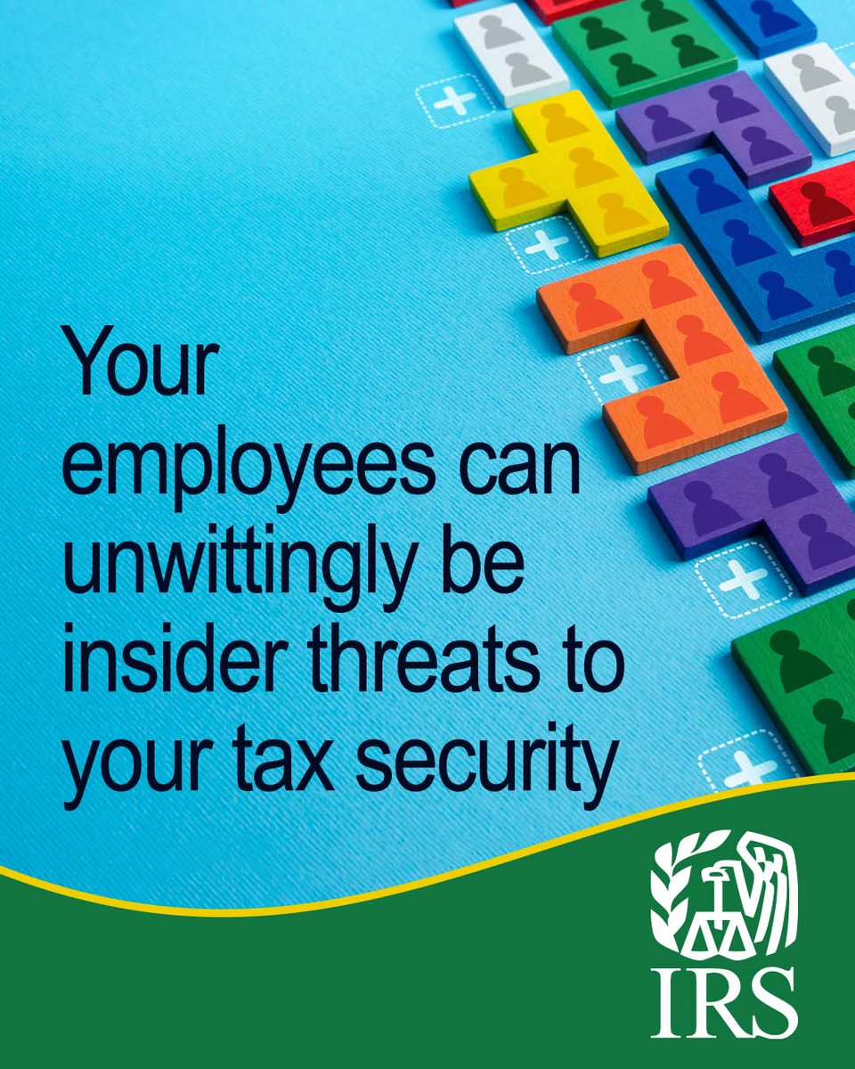 IRSsmallbiz's tweet photo. September is #InsiderThreat Awareness Month. #IRS and the Security Summit share practical tips for business owners and their employees to safeguard their businesses’ sensitive data. https://t.co/ESRGZvLjyv #NITAM https://t.co/CnQJcguX7g