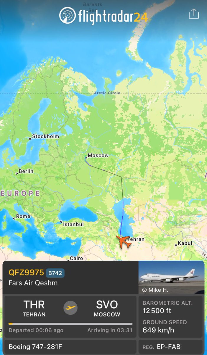 🇷🇺🇧🇾🇮🇷 Military cargo flights to Iran continue.