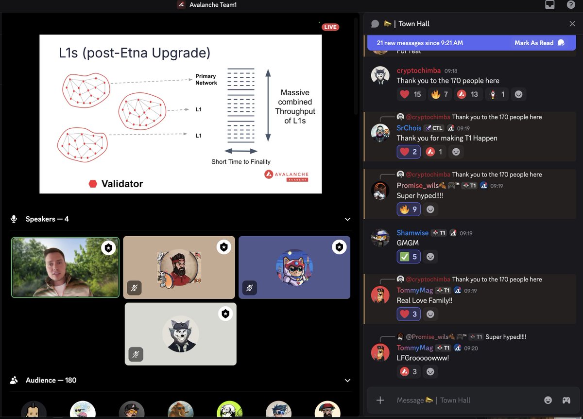 🔺Avalanche Fundamentals Workshop  For  New Team1 Members 🌎

180+ community members on the call learning directly from Ava Labs DevRel. Thanks to <a href="/martin_eckardt/">Martin Eckardt 🔺</a> for the presentation along with Q&amp;A.