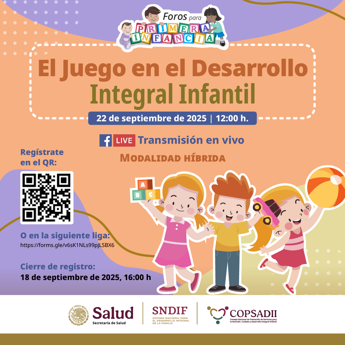DIF_NMX's tweet photo. Desde el #DIFNacional activamos acciones para proteger a la #PrimeraInfancia 🚼
Súmate al foros del #COPSADII y descubre herramientas para el aprendizaje desde el #juego.
🗓️ 22 de septiembre | 12h
🟦 Por #FBLive
#DIFNacionalTransforma https://t.co/WfXyr4QFJR