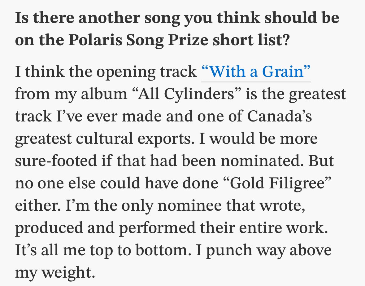 Richie Assaly (@rdassaly) on Twitter photo Congrats to <a href="/yvesjarvis/">Yves Jarvis</a> on his <a href="/PolarisPrize/">Polaris Music Prize</a> win!
Here’s what an interesting tidbit from my recent interview with him 😅 Congrats to <a href="/yvesjarvis/">Yves Jarvis</a> on his <a href="/PolarisPrize/">Polaris Music Prize</a> win!
Here’s what an interesting tidbit from my recent interview with him 😅