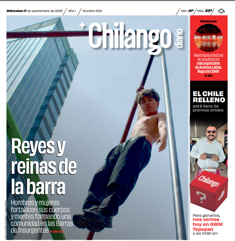 Juancho_Gmz's tweet photo. Hoy publicamos en Más @ChilangoCom sobre reyes y reinas de la barra 👑💪🏽

En la Glorieta de Insurgentes, chicxs y grandes han formado una comunidad de entrenamiento de calistenia. Los acompañamos a un torneo autogestivo.

📸| Con mi colega @elhaaronjpg 
https://t.co/h1WlLPzthX https://t.co/9TPdfKJSZD