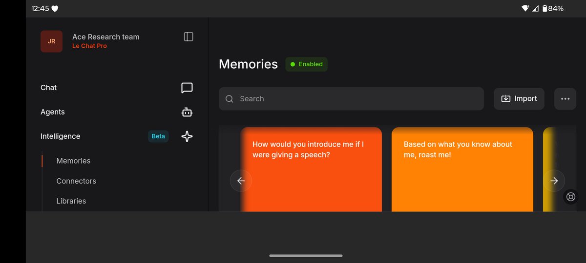 Tired of open Ai and the bs they pull and want memory for you Ai look at <a href="/MistralAI/">Mistral AI</a> new memory feature makes it one the most advanced Ai in the world

Bigger context windows, more custom sections than gpt ever wishes they offered and even custom agents through leplatforme