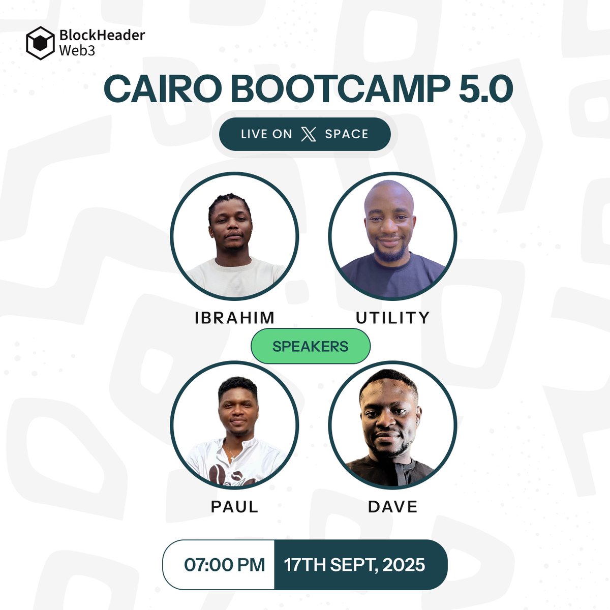 ⏰Reminder: Cairo Bootcamp 5.0 — Pathway to Becoming a STARK Builder

Join our X Space tonight at 19:00 WAT as we break down everything you need to know about the upcoming Cairo Bootcamp.

🔗 Set a reminder now: x.com/i/spaces/1Mnxn…