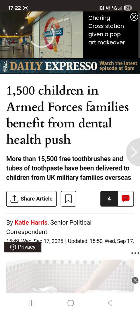 I'm proud to say that we're supporting the children of British military families serving overseas through our supervised toothbrushing programme.

By focusing on prevention, we're giving children the best start in life by reinforcing good habits and improving their dental health.