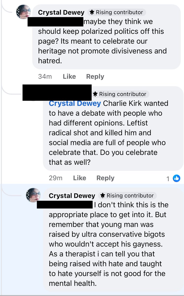 StarshipEndeav's tweet photo. This person is a “therapist” at @SCCNeb . She is an appologist for Tyler Robinson.

“That young man was raised by ultra conservative bigots who wouldn’t accept his gayness”. 

These people mentor your kids!

#CharlieKirk #Accountability #TylerRobinson #TurningPoint #ErikaKirk https://t.co/LJatRai6fV
