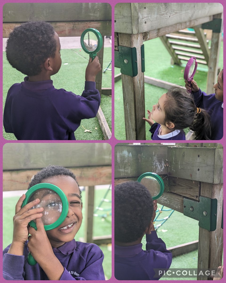 StMaryStBen's tweet image. A magical find in Reception today, a sparkling spider’s web! 🕸️ The children examined it closely with magnifying glasses, wondering where the spider might be hiding. 🕷️
#InTheMomentPlanning #PlayingIsLearning #SpidersWeb #Curiosity