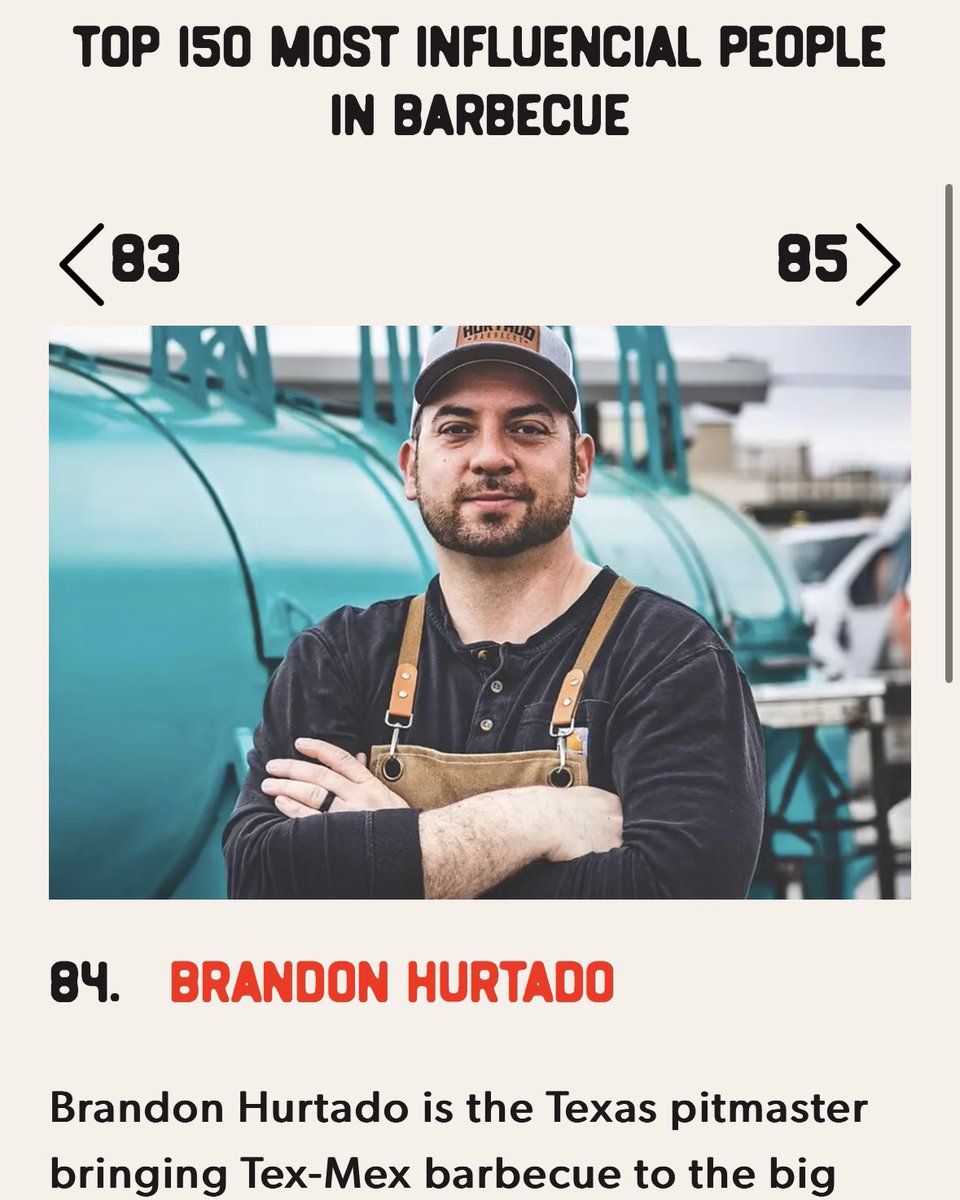 Huge congratulations to our very own Brandon Hurtado — ranked #84 on the Top 150 Most Influential People in Barbecue! 🏆

We’re so proud of Brandon for being recognized alongside so many amazing people in the global barbecue community. A huge shoutout to his incredible wife and