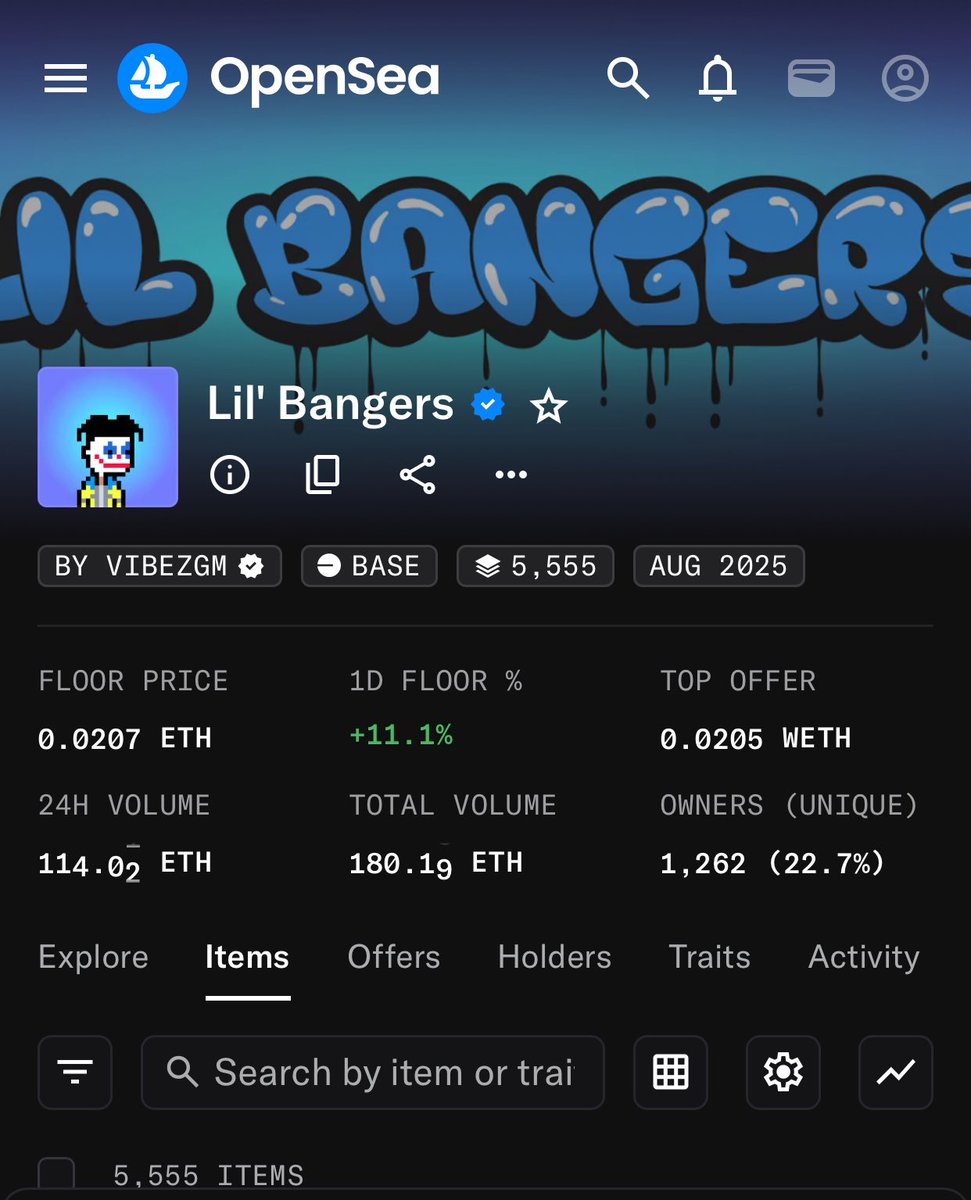 congrats to <a href="/LilBangersNFT/">Lil Bangers</a> at 5x mint price and well over 100 eth volume in 24 hours, well-deserved for a creator who has been grinding for years 🫡
