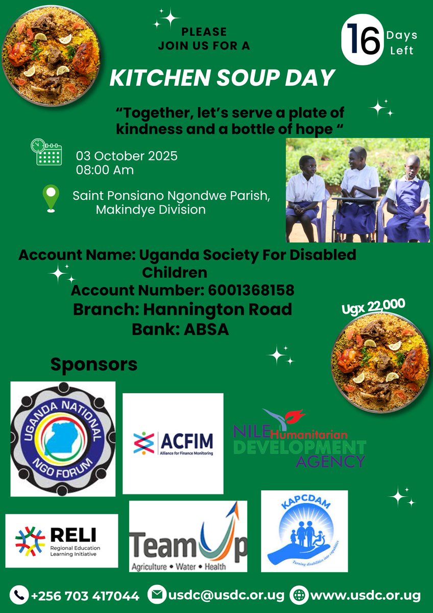 usdc3's tweet image. 𝐇𝐨𝐰 𝐘𝐨𝐮 𝐂𝐚𝐧 𝐒𝐮𝐩𝐩𝐨𝐫𝐭:
Direct Donations can be made to:
Account Name: Uganda Society for Disabled Children
Account Number: 6001368158
Bank: ABSA, Branch: Hannington Road
Phone +256 703 417044
Email: usdc@usdc.or.ug Website: usdc.or.ug