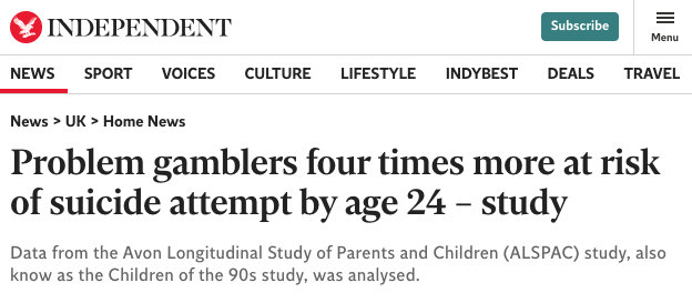 Are problem gamblers four times more likely to attempt suicide? | Velvet Glove, Iron Fist. Link below. velvetgloveironfist.blogspot.com/2025/09/are-pr…